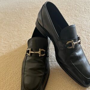 Ferragamo Men's Black Leather Loafers